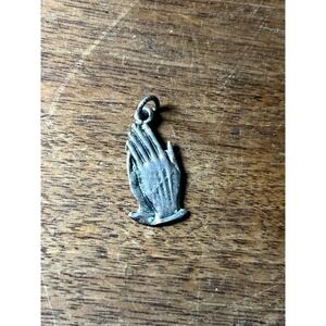 Vtg Danecraft Sterling Silver Charm Catholic Christian Prayer Hands Rosary 925